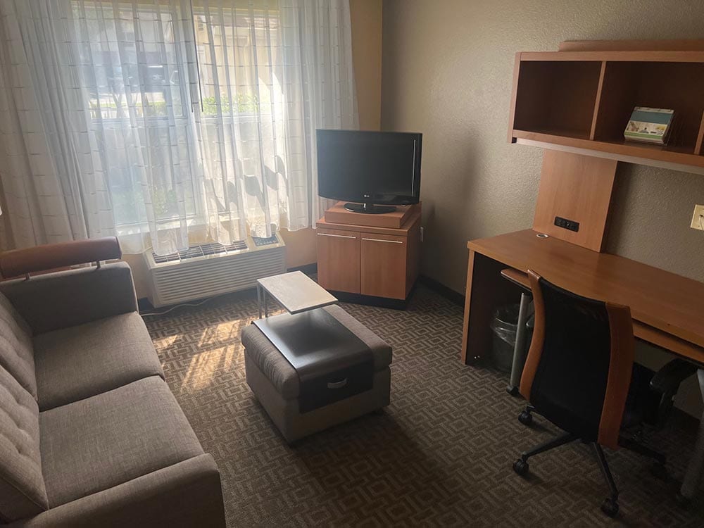 One Bedroom Unit Couch, Tv And Desk